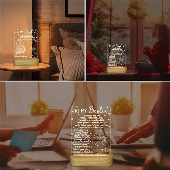 My Bestie Gifts,3D Illusion Lamp I Love You Friends Night Light for Best Friend - Picture 3 of 6